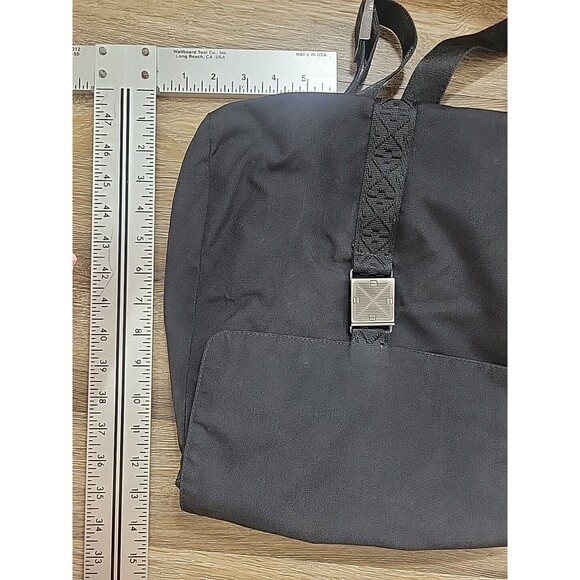 Bottega Veneta Unisex Adult Canvas Fold Top Flap Backpack Black Snap Close Strap main image 12